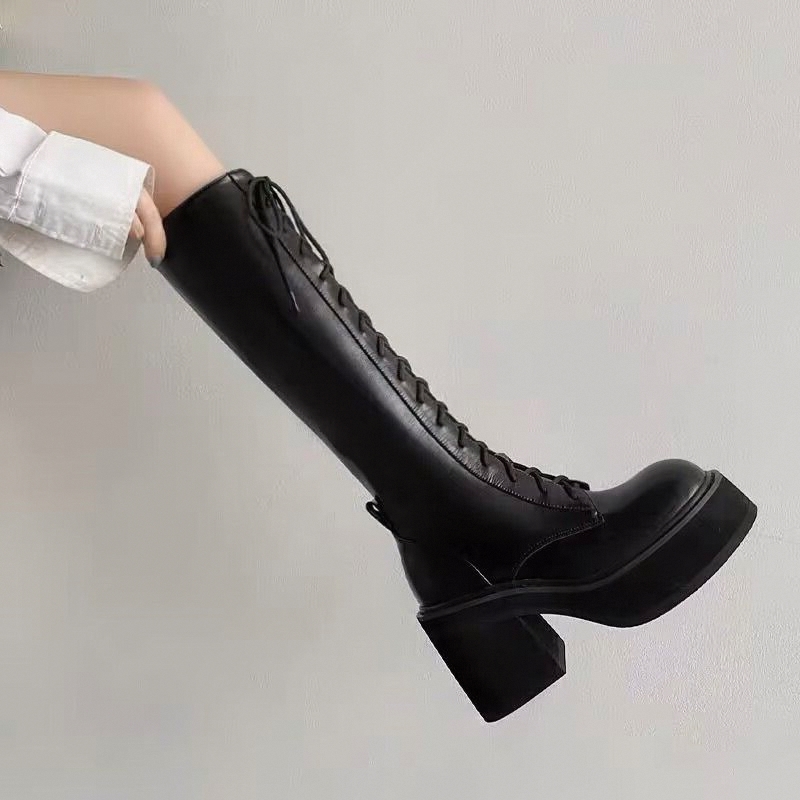 White  Boots Thick Bottom High - Pipe Bending Spring incelemesi ve fiyatı